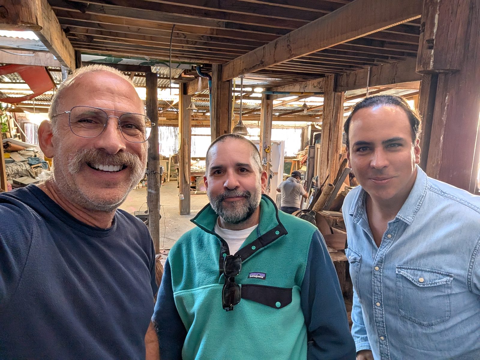 With Mariano in his father's studio, which is still a working studio for Bolivian artists.