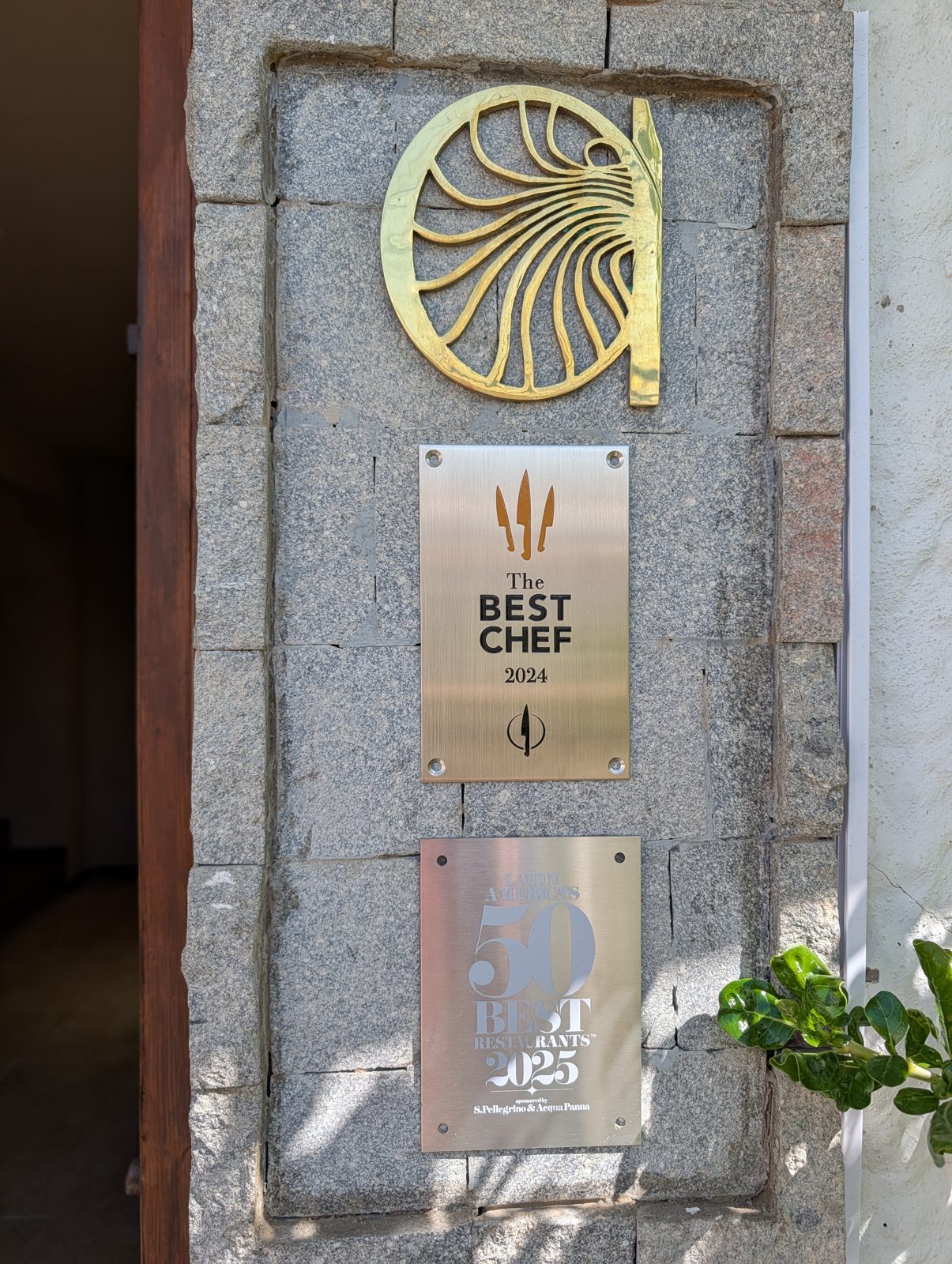 The plaques by the door.