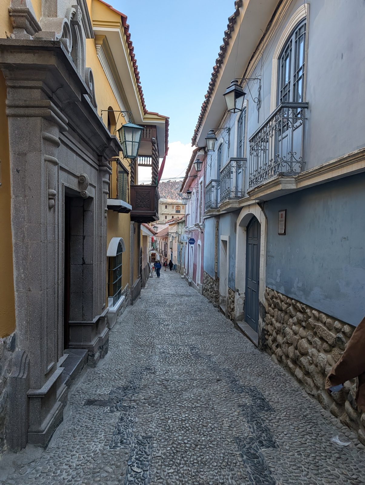 Calle Jaén, cobbled, colonial, about 150 meters long.