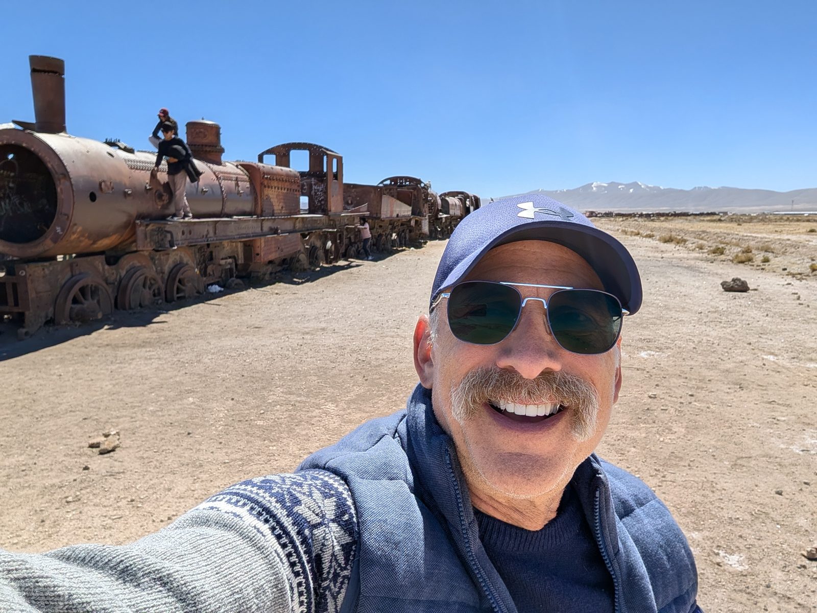 The train cemetery outside Uyuni. Locomotives from the early 1900s, left here when the mining money ran out.