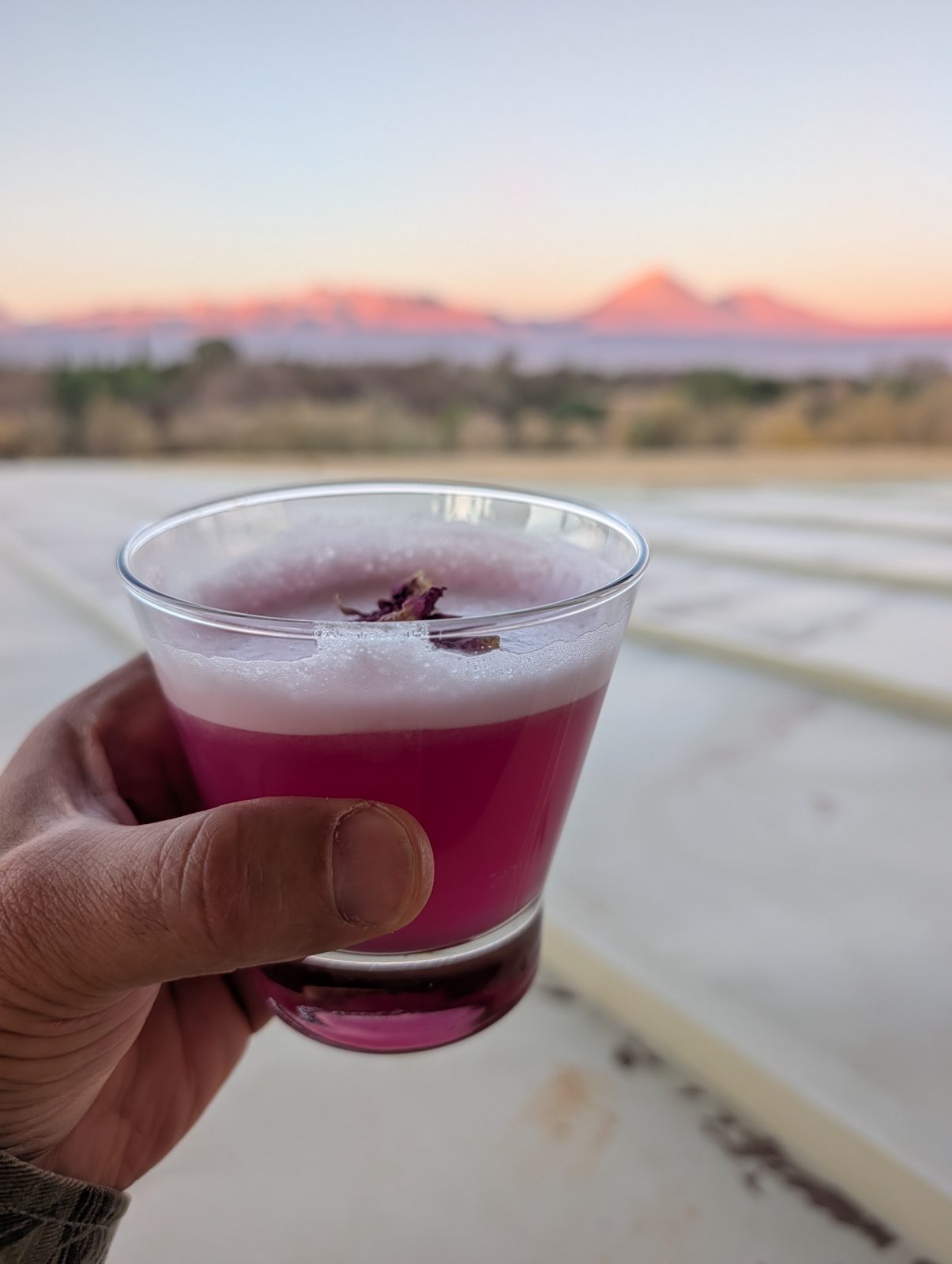 The volcanoes go pink for about ten minutes.