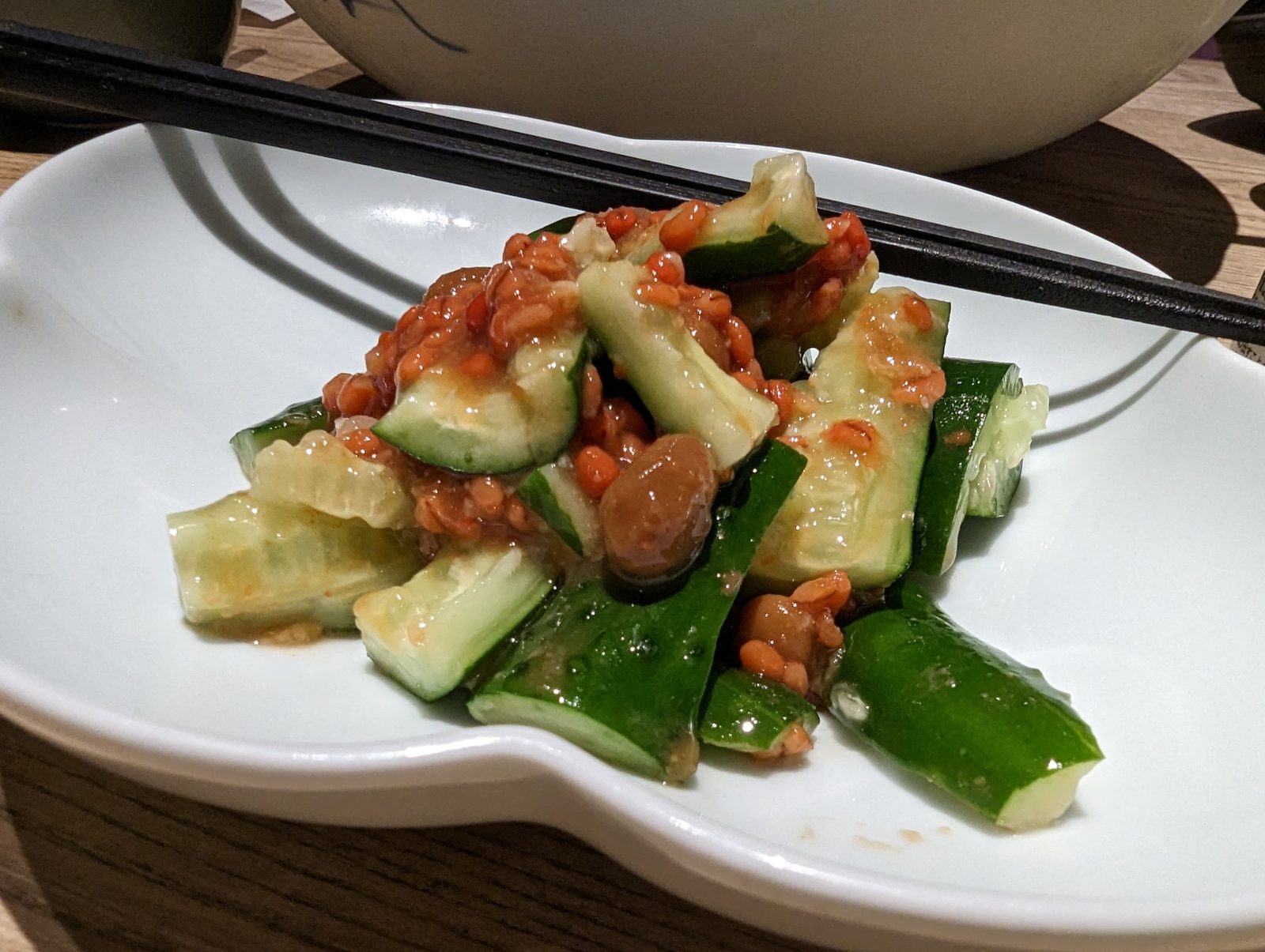 Washoku En. Cucumbers with miso.
