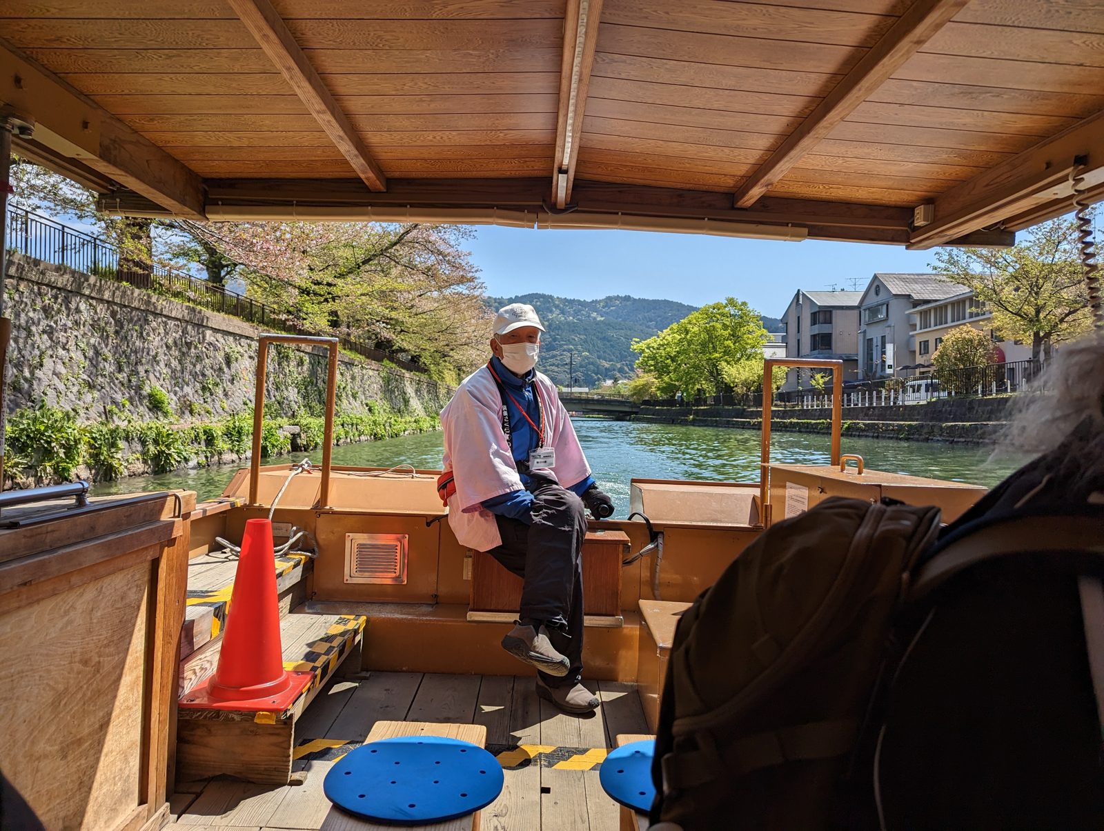 The Okazaki boat. The guide, at the bow.